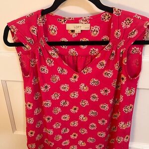 LOFT Bright Pink Floral Blouse